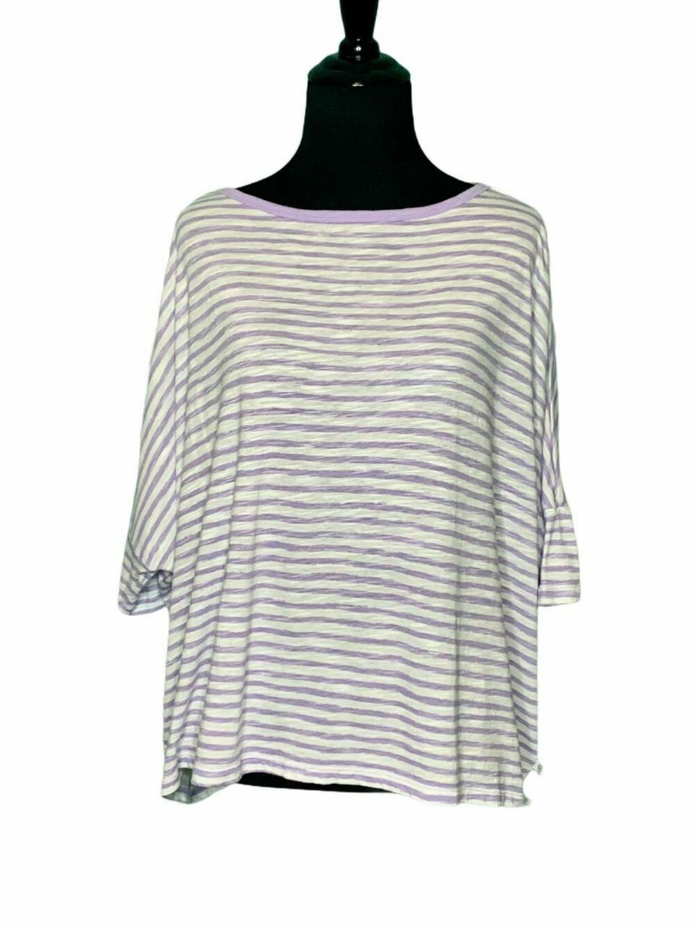 Michael Kors white purple Stripe Dolman Sleeve Top Size Small